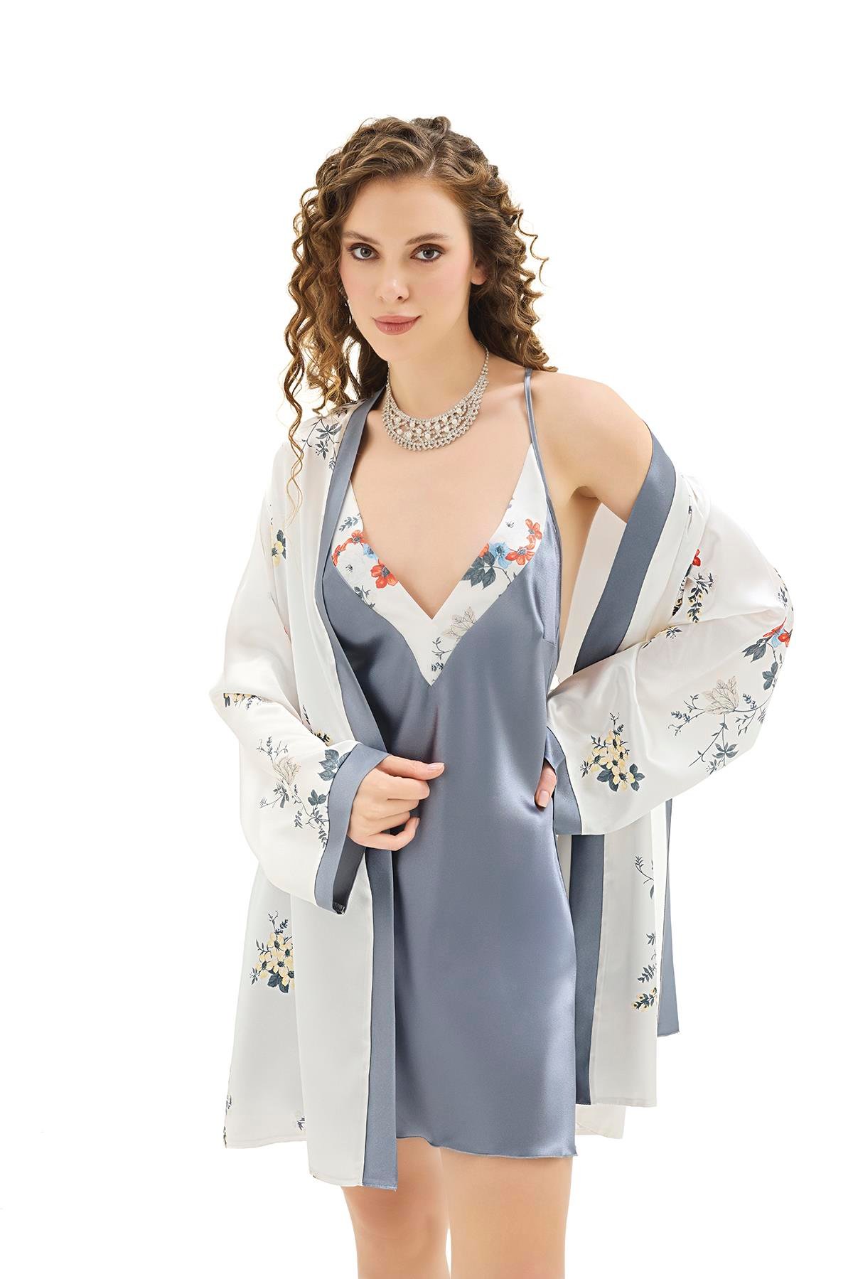 Moongirl 932 Kadın Saten İkili Gecelik Takım