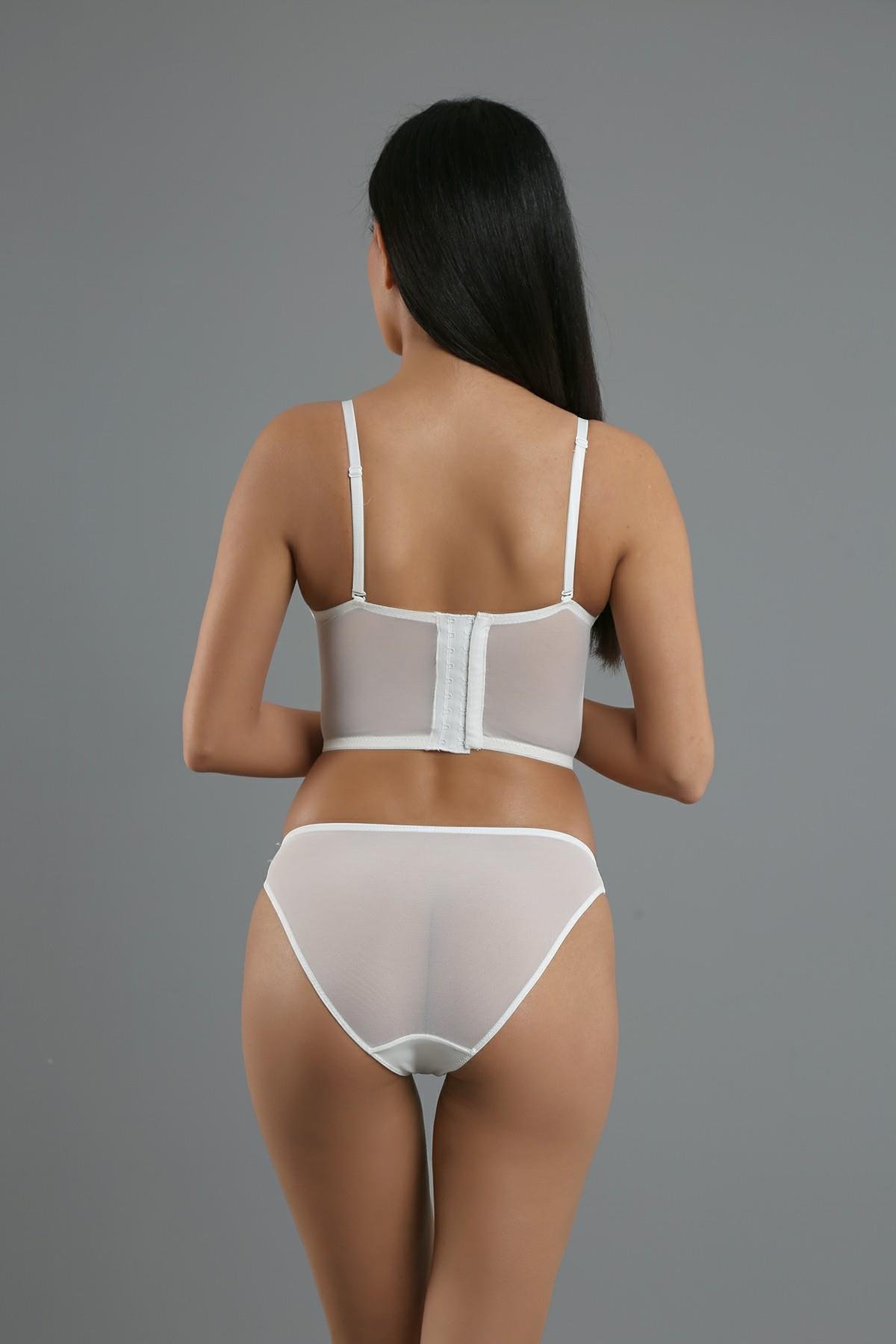 New Bra 4157 Kadın dantelli çift Push Up Sütyen Külot Takım