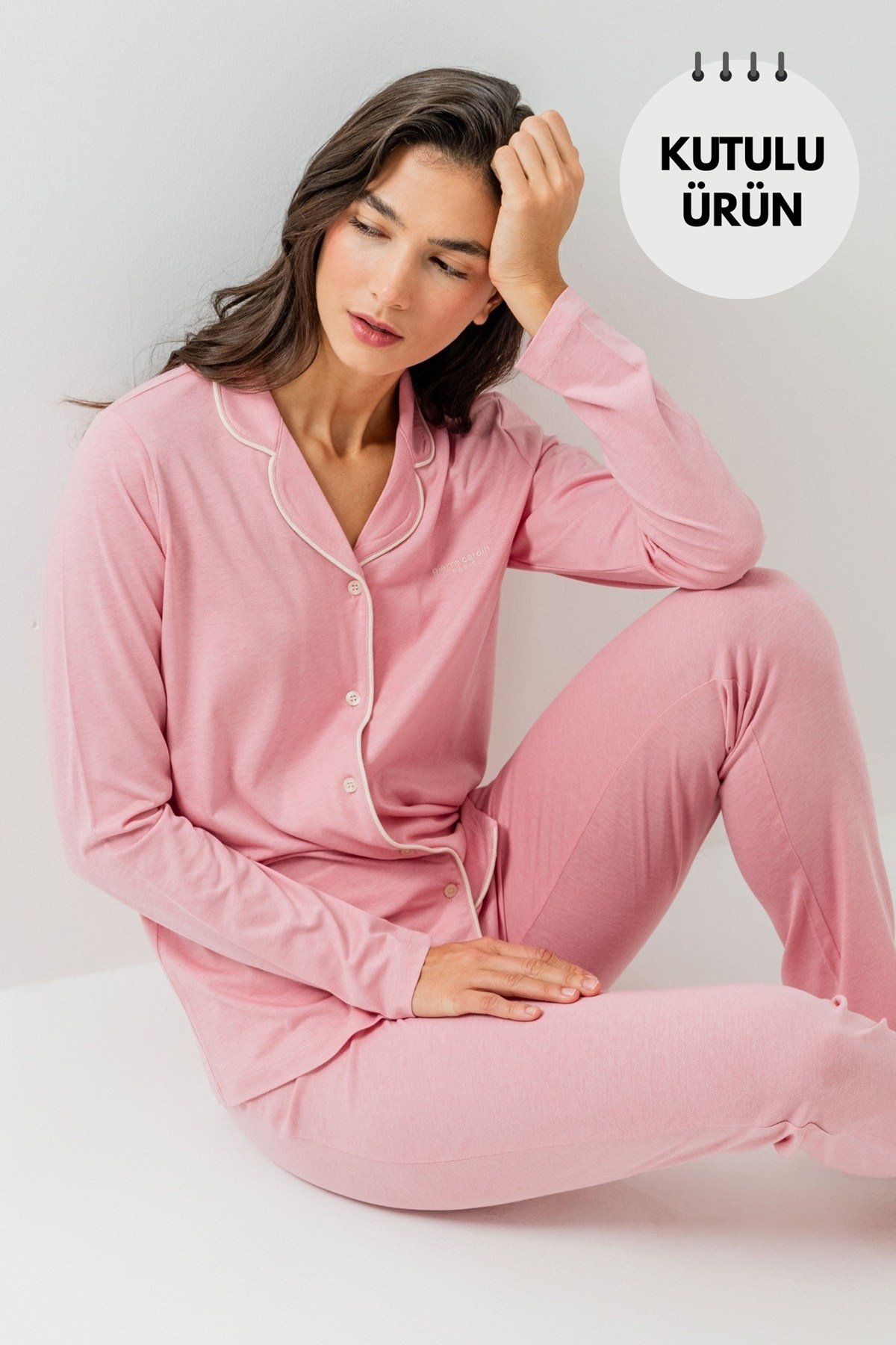 Pierre Cardin PC7717-S Kadın Ön.Düğ. Uzun Kol Pijama Takım