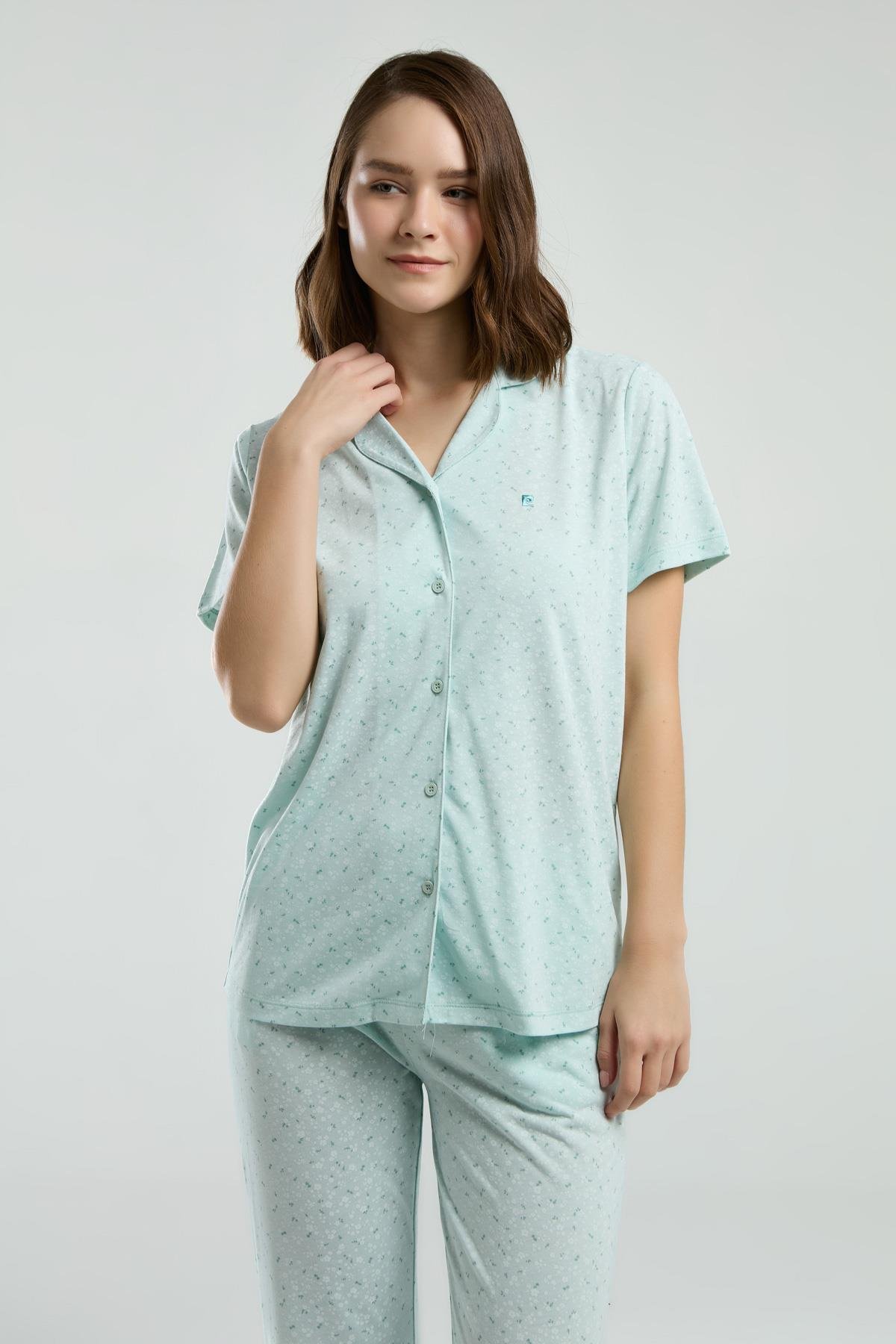 Pierre Cardin PC8990-S Kadın Kısa Kollu Önden Düğmeli Pijama Takım