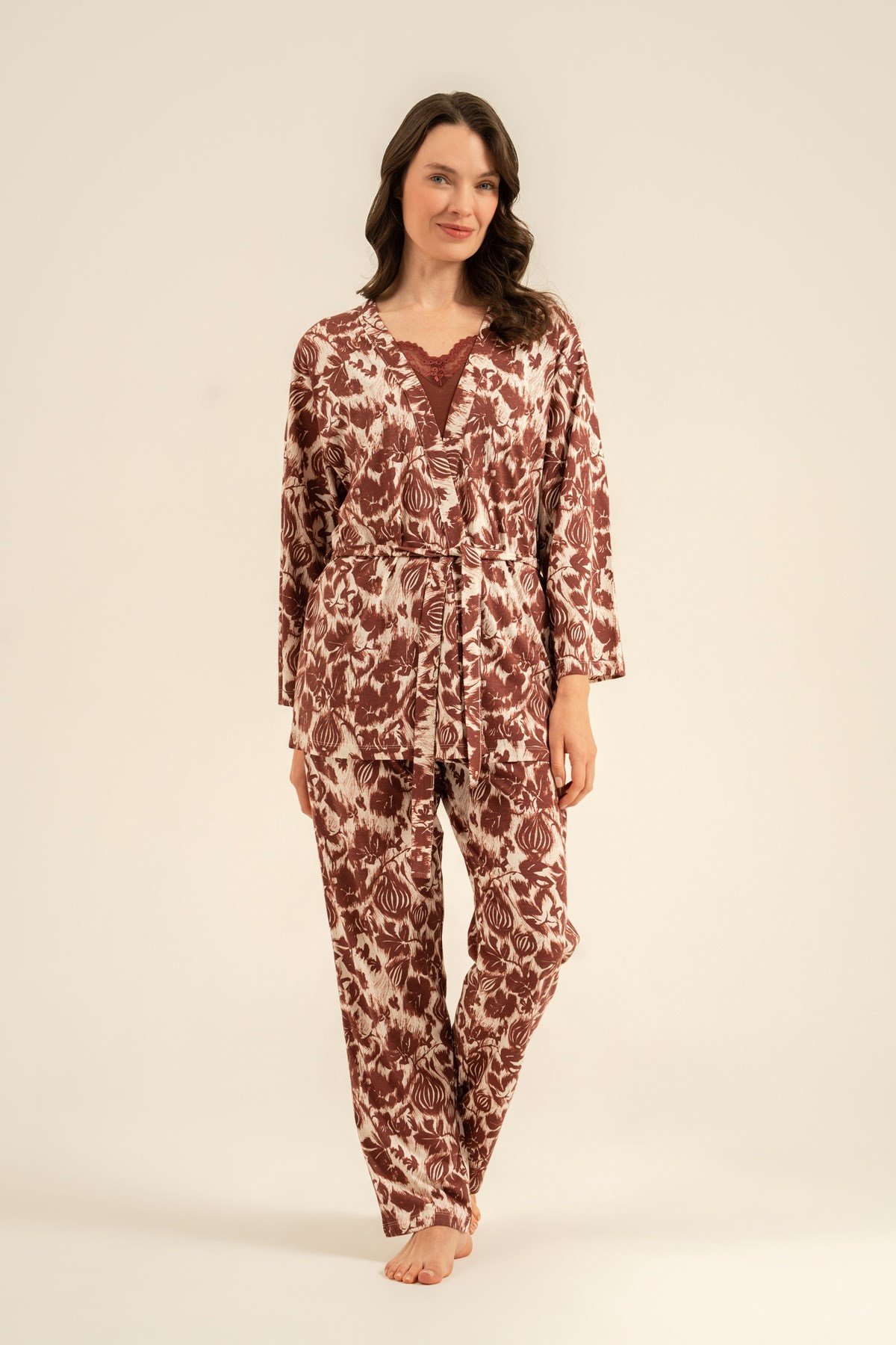 Pierre Cardin PC9266-S Kadın Uzun Kol 3'lü Pijama Takım