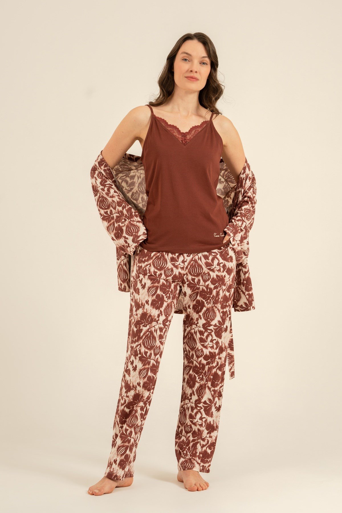 Pierre Cardin PC9266-S Kadın Uzun Kol 3'lü Pijama Takım