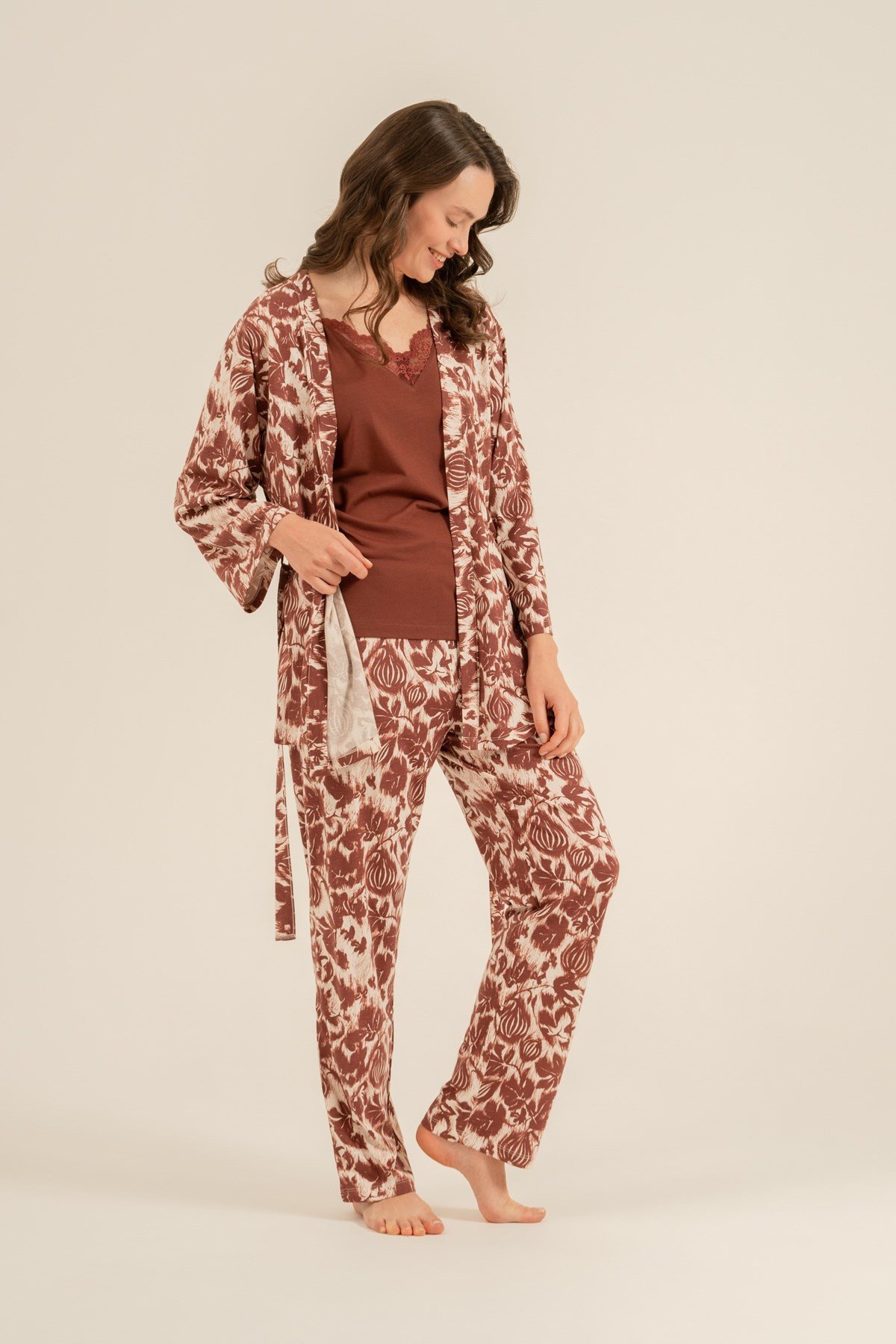 Pierre Cardin PC9266-S Kadın Uzun Kol 3'lü Pijama Takım