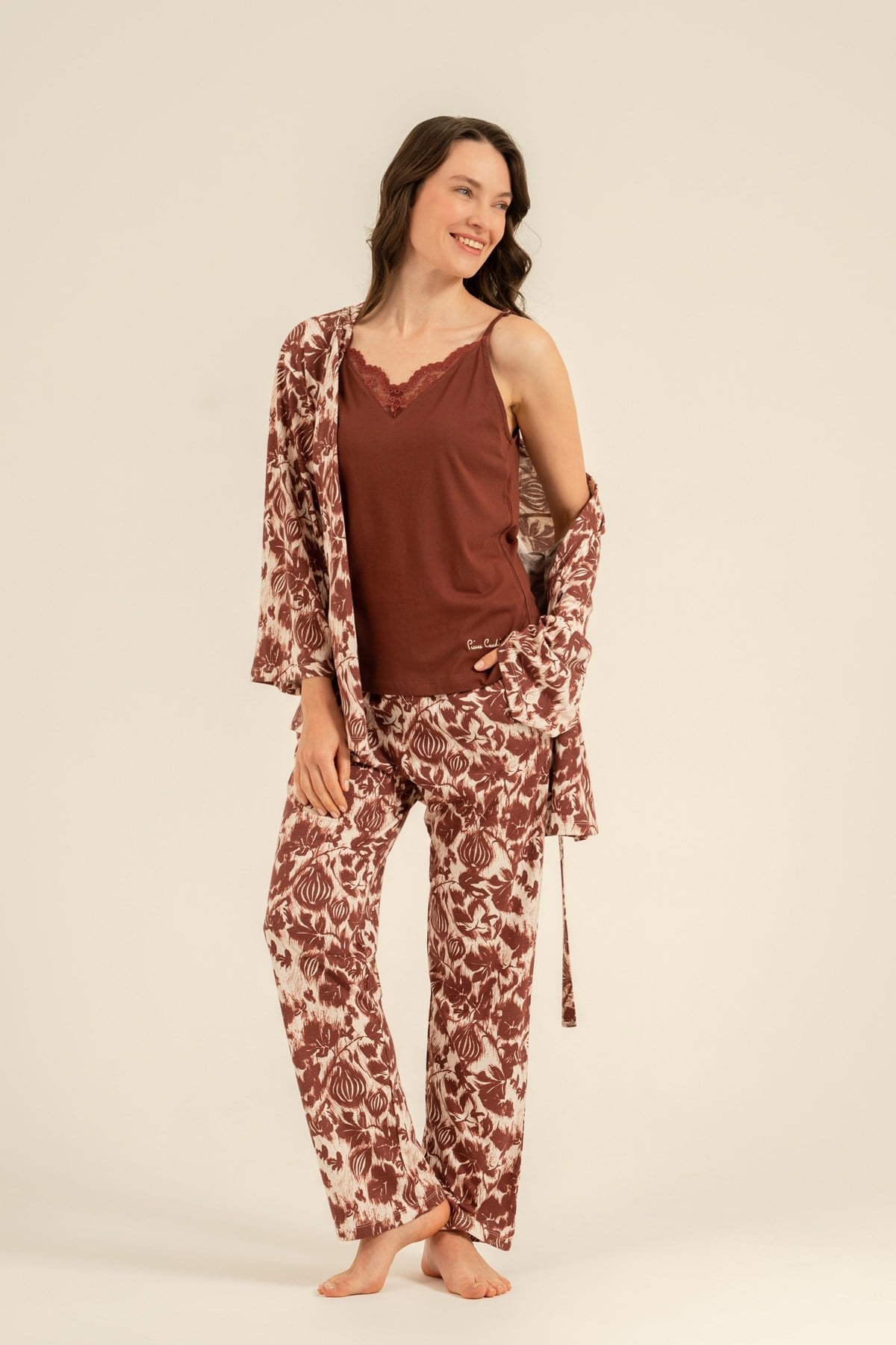 Pierre Cardin PC9266-S Kadın Uzun Kol 3'lü Pijama Takım