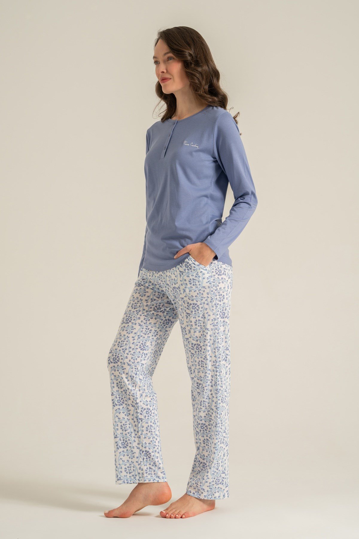 Pierre Cardin PC9270-S Kadın Patlı Uzun Kol Pijama Takımı