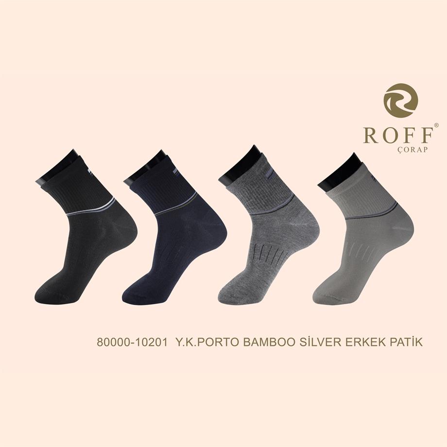Roff 10201 Erkek Y.K.Porto Silver Micro Bambu Patik Çorap