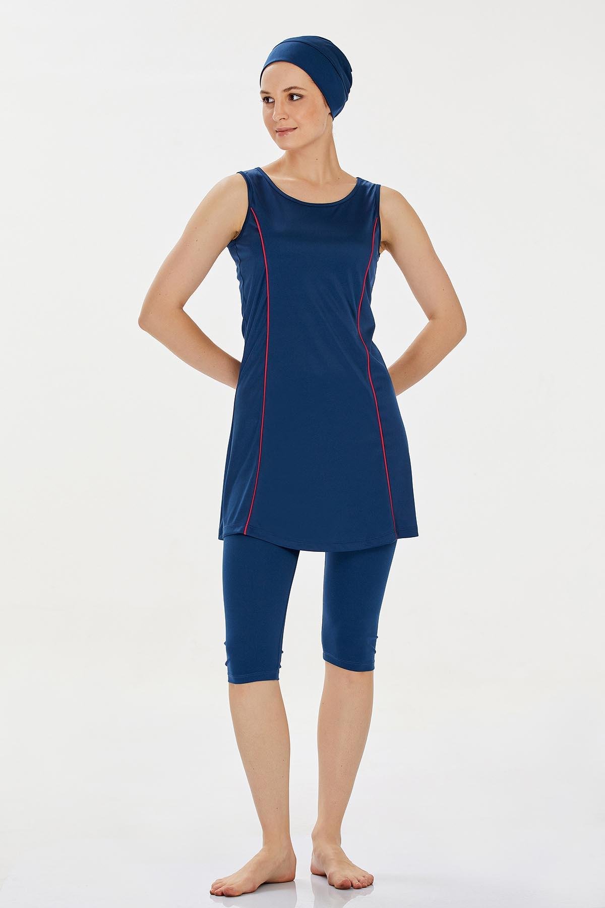 Rozamay 9098 Kadın Kalın Askılı Taytlı Tesettür Mayo