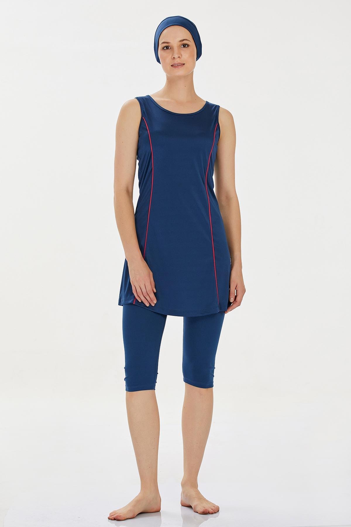 Rozamay 9098 Kadın Kalın Askılı Taytlı Tesettür Mayo