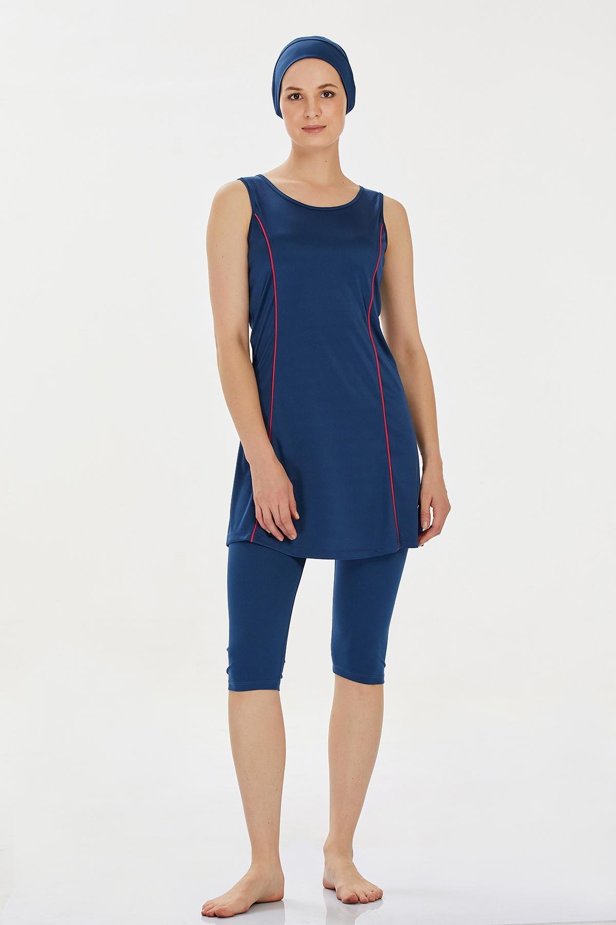 Rozamay 9098 Kadın Kalın Askılı Taytlı Tesettür Mayo