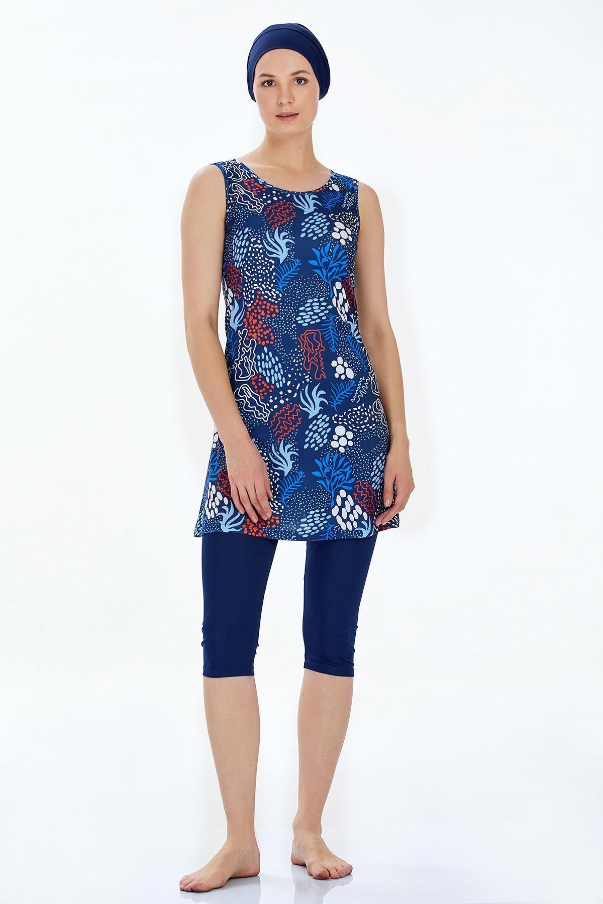 Rozamay 9313 Kadın Kalın Askılı Taytlı Tesettür Mayo