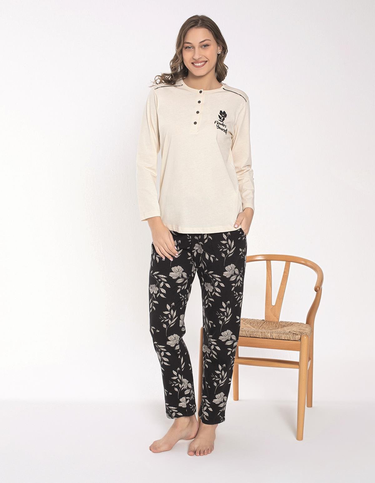 Senfoni 6044 Kadın Uzun Kollu Pijama Takımı