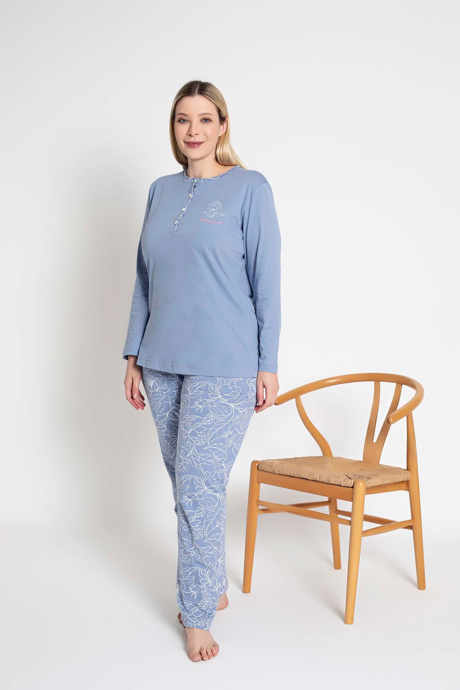 Senfoni 6068 Kadın Uzun Kollu Battal Pijama Takımı