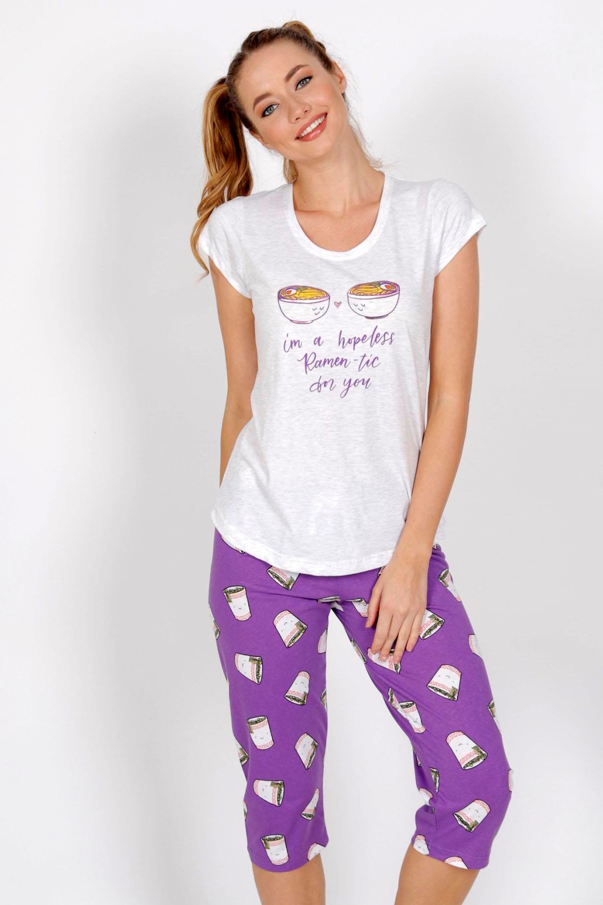 Vienetta 0080800830 Kadın Kısa Kollu Kaprili Pijama Takımı