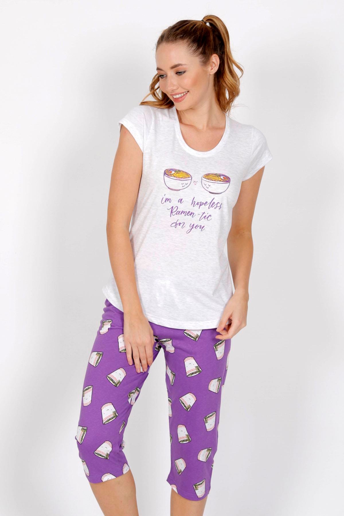 Vienetta 0080800830 Kadın Kısa Kollu Kaprili Pijama Takımı