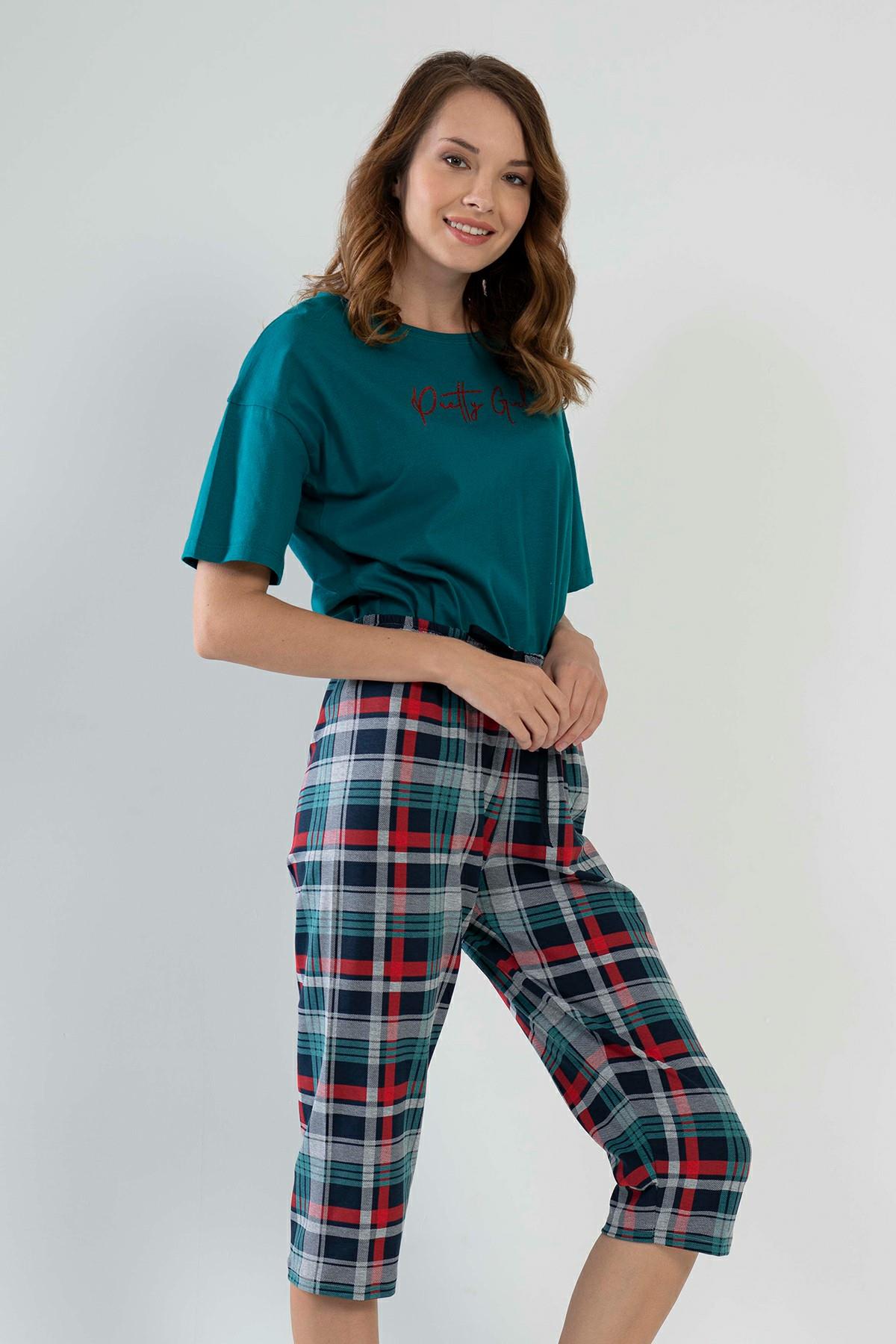 Vienetta 1110580424 Kadın Kısa Kollu Kaprili Pijama Takımı