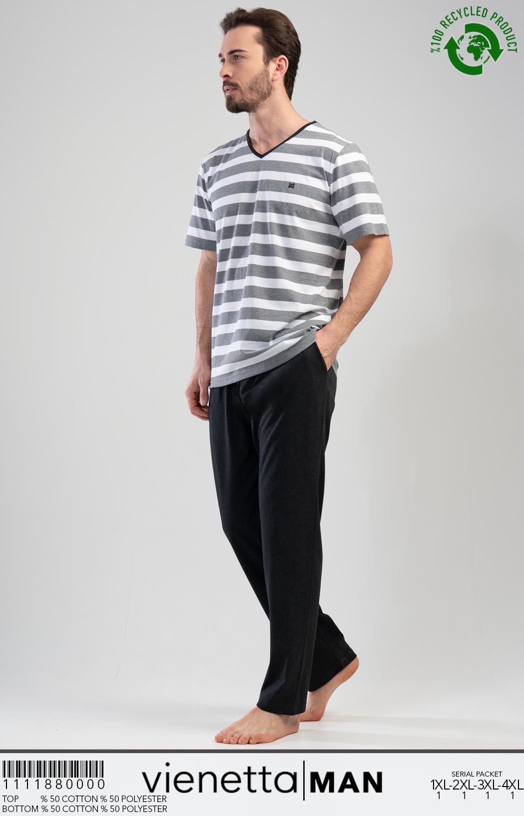 Vienetta 1111880000 Erkek Kısa Kollu Büyük Beden Pijama Takımı