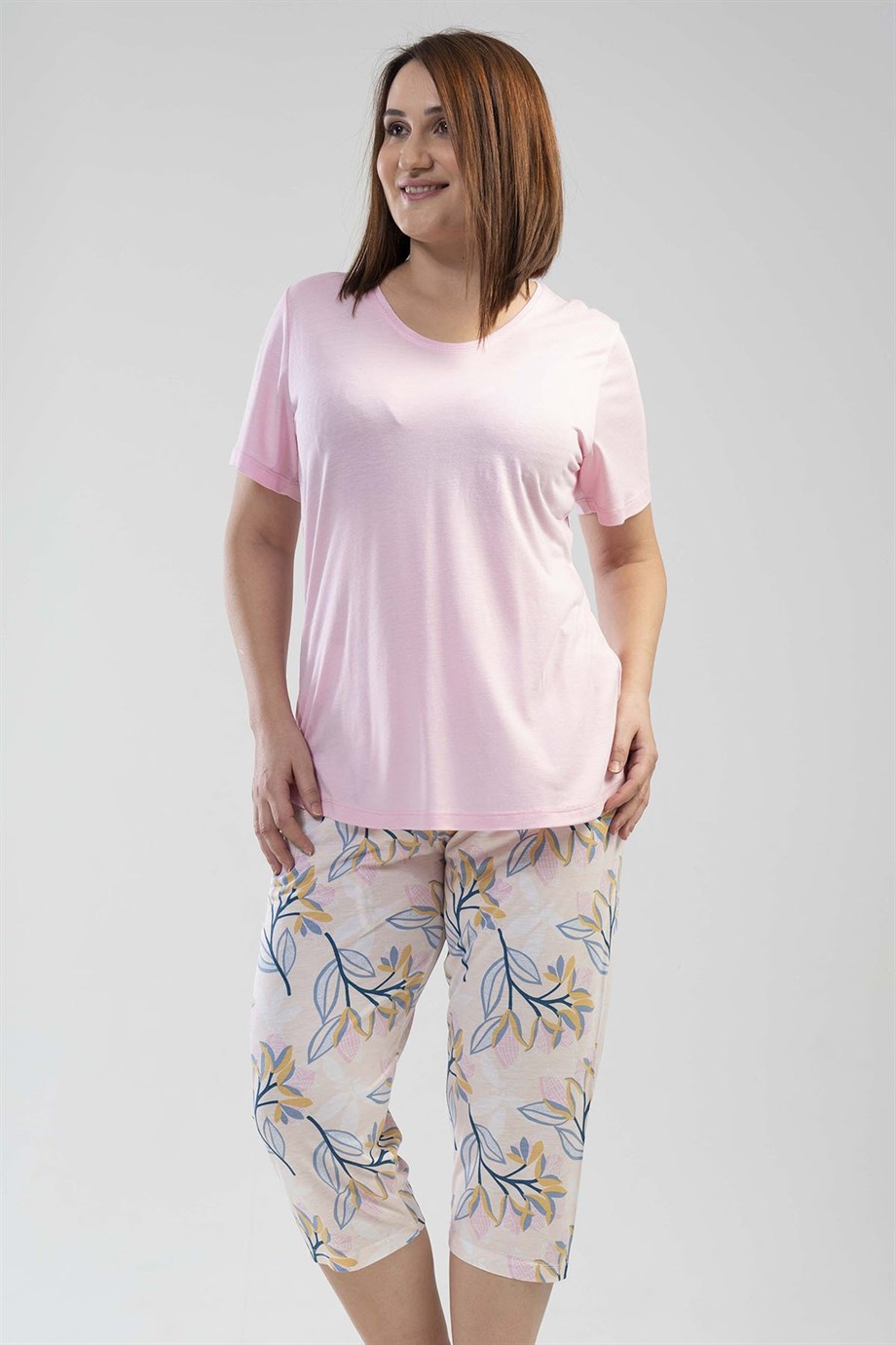 Vienetta 1113876683  Kadın Kısa Kollu Kaprili Büyük Beden Pijama Takımı 1113876683
