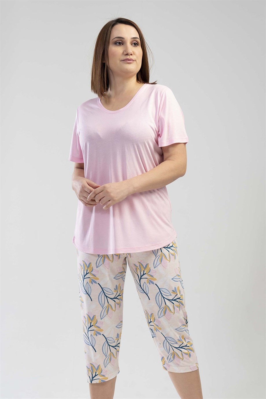 Vienetta 1113876683  Kadın Kısa Kollu Kaprili Büyük Beden Pijama Takımı 1113876683
