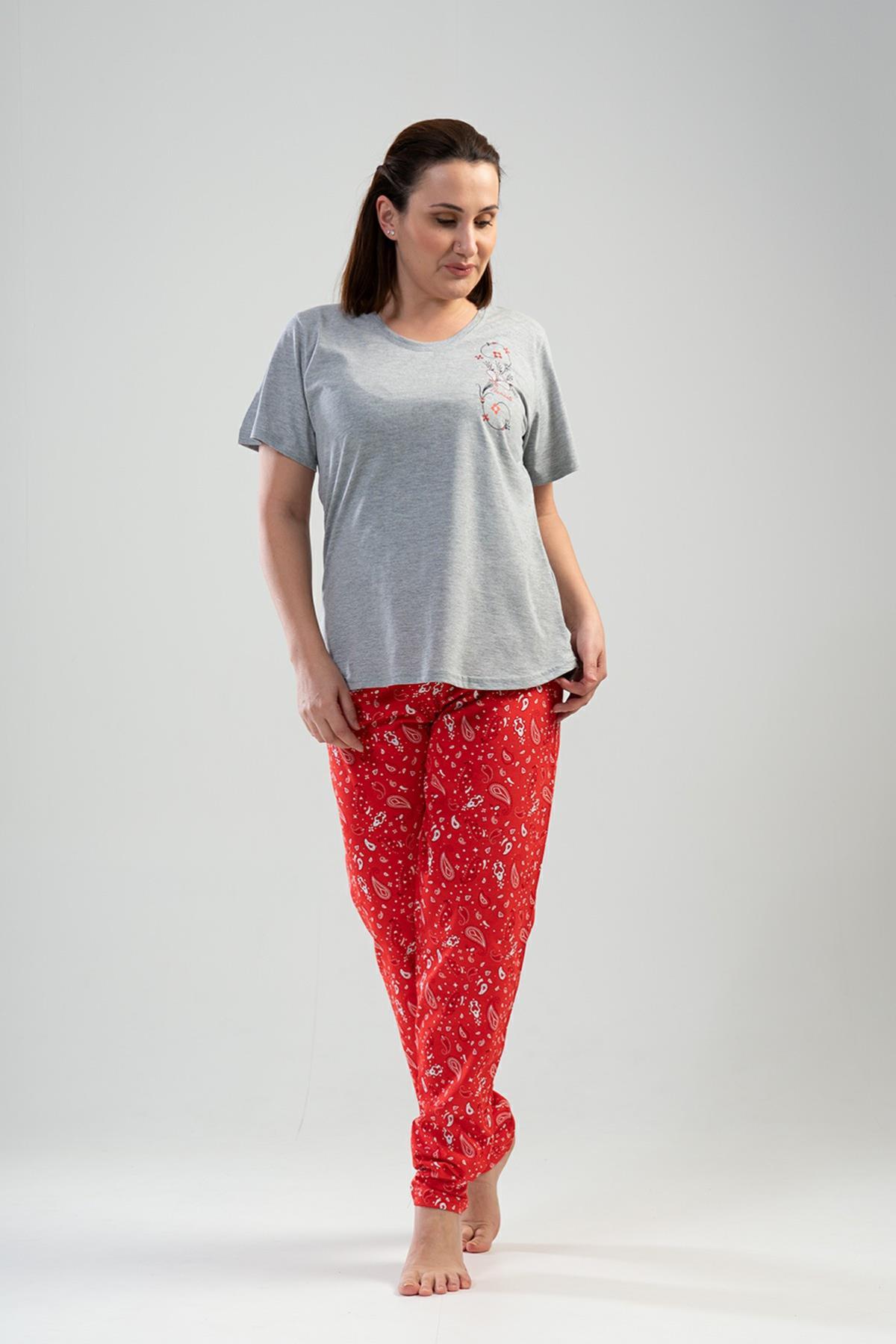 Vienetta 1114600713 Kadın Kısa Kollu Büyük Beden Pijama Takımı