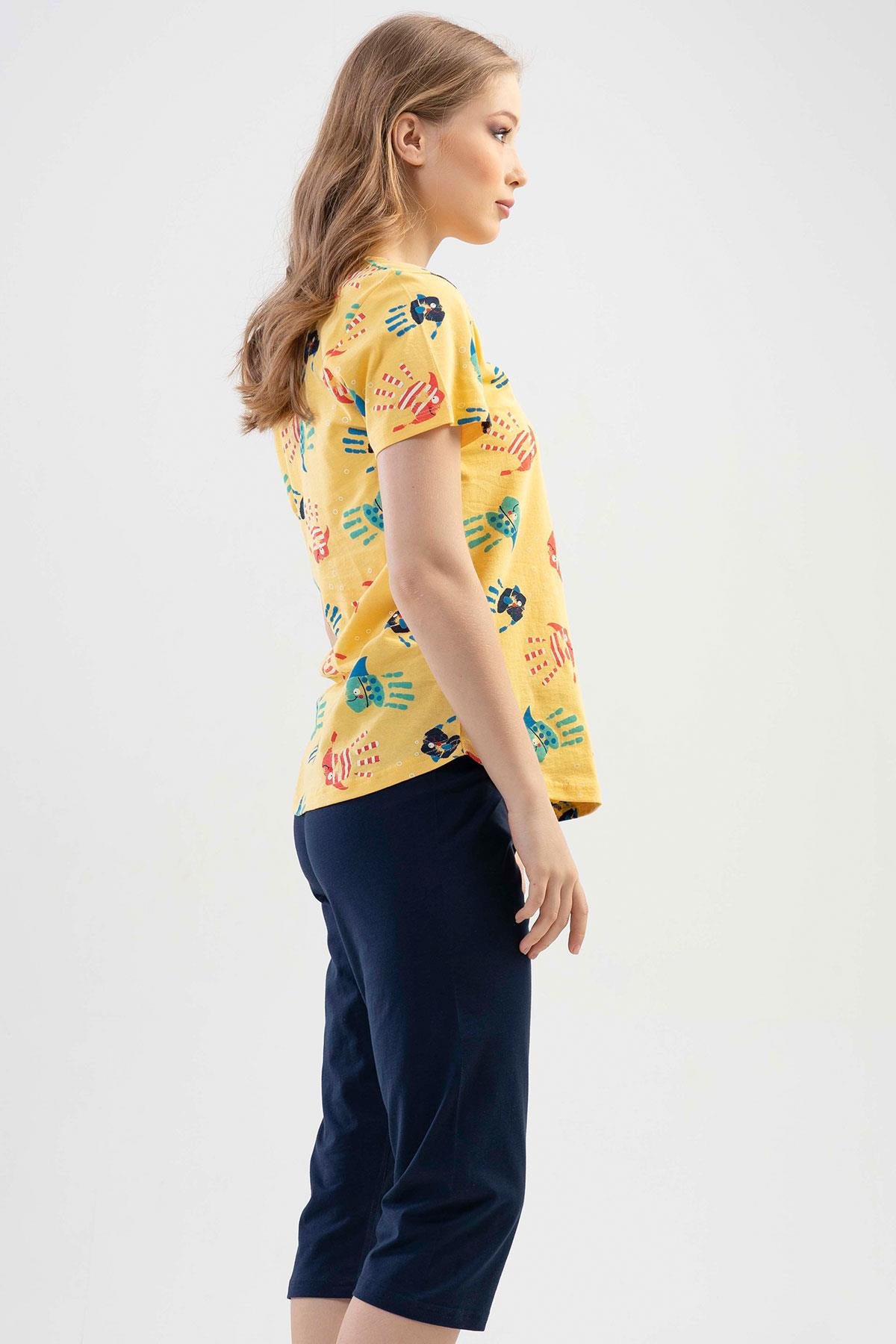 Vienetta 1115190717 Kadın Kısa Kollu Kaprili Pijama Takımı
