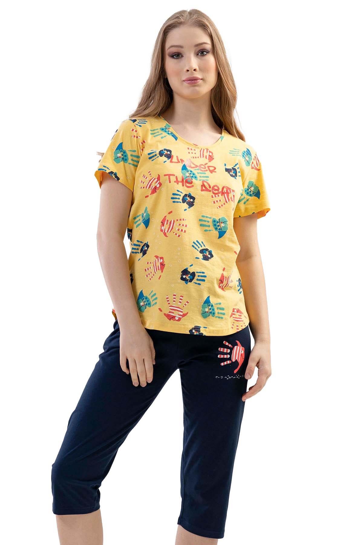 Vienetta 1115190717 Kadın Kısa Kollu Kaprili Pijama Takımı