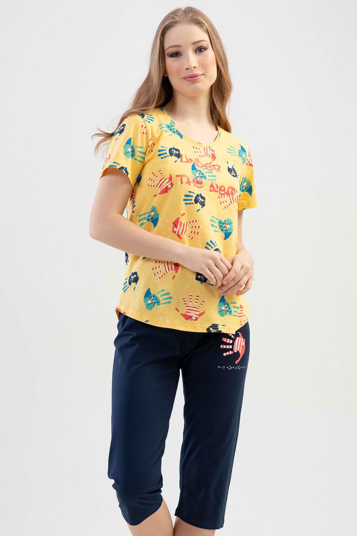 Vienetta 1115190717 Kadın Kısa Kollu Kaprili Pijama Takımı