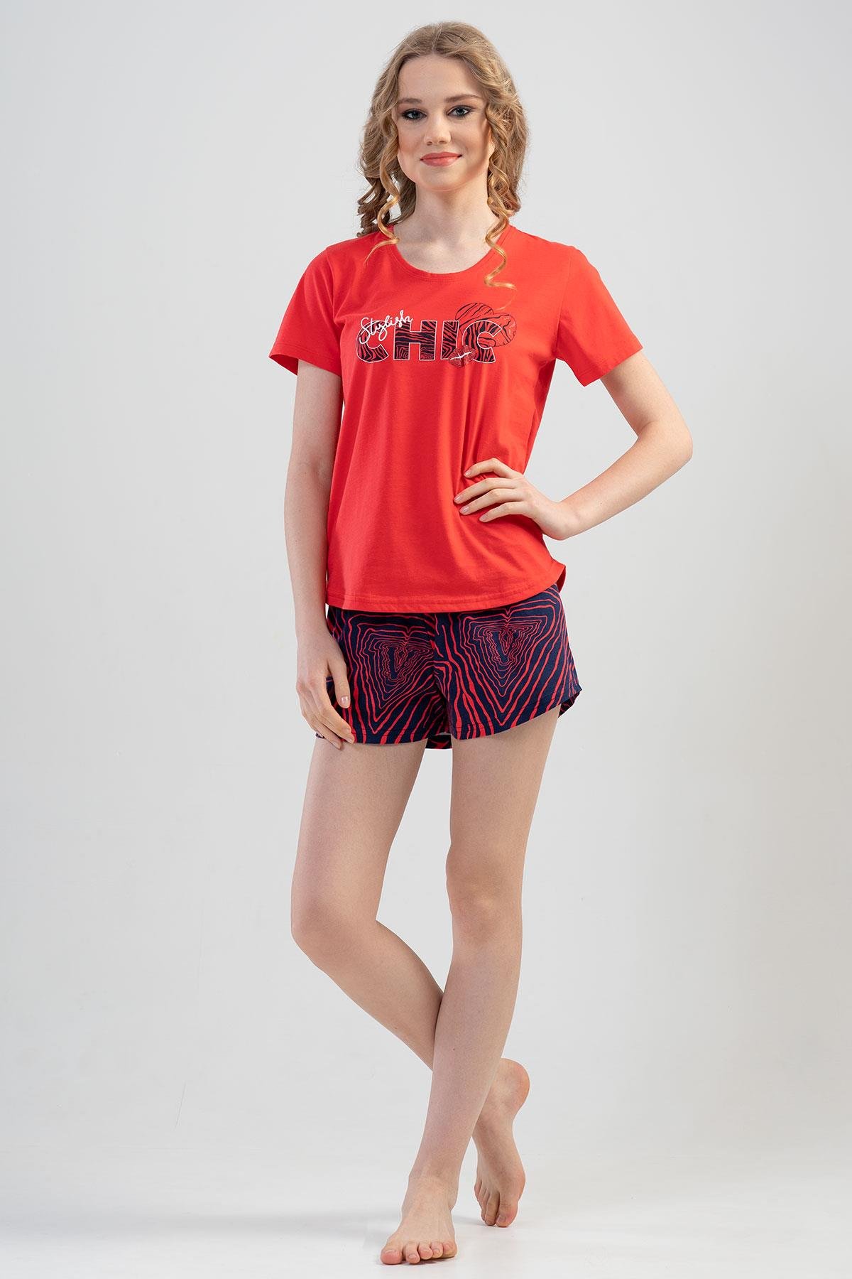 Vienetta 1120990796 Kadın Kısa Kollu Şortlu Pijama Takımı