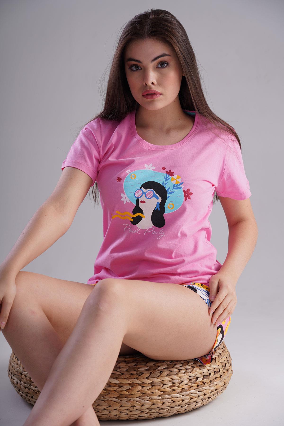 Vienetta 1121100230 Kadın Kısa Kollu Şortlu Pijama Takımı