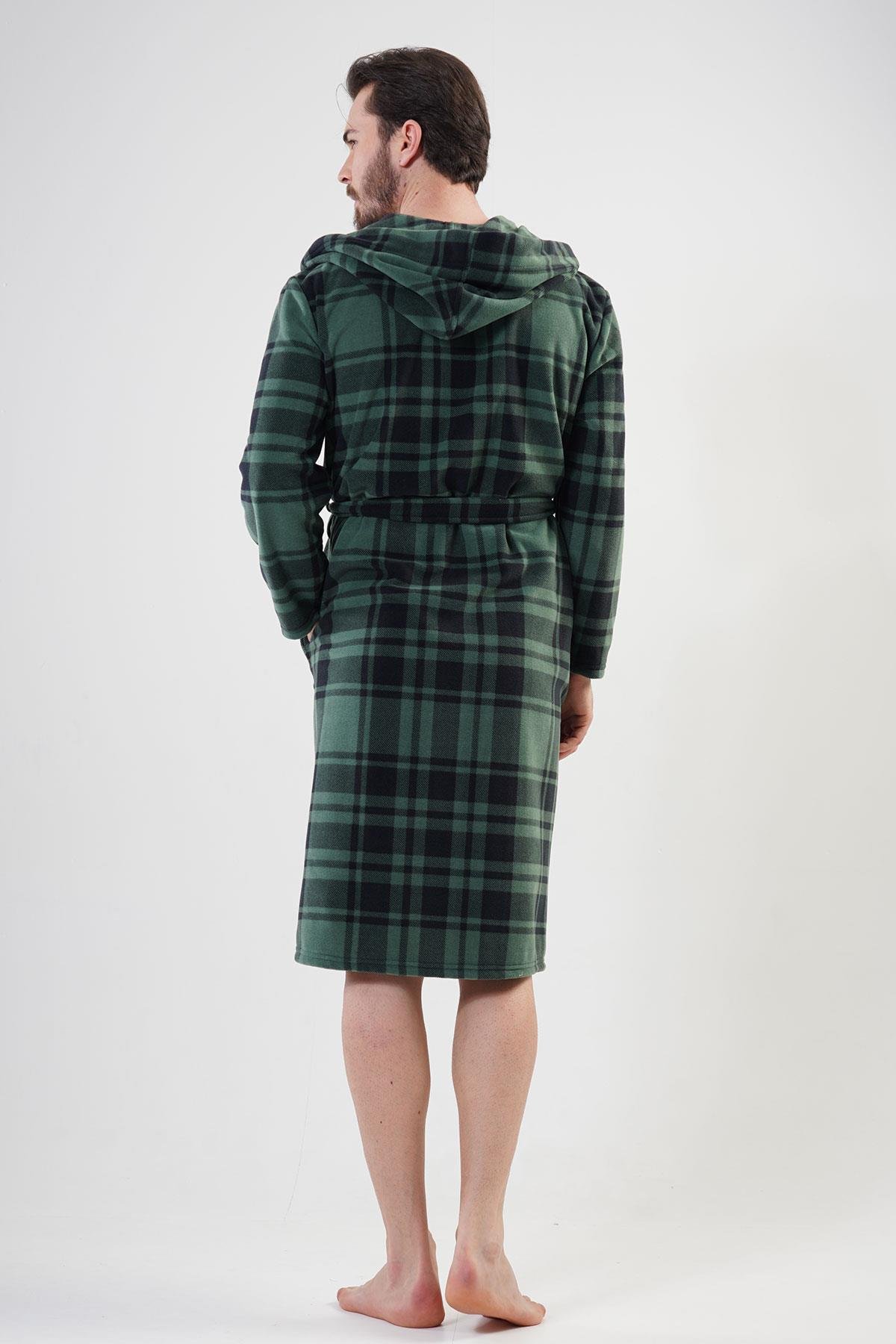 Vienetta 2010220357 Erkek Kapşonlu Uzun Kol Polar Sabahlık