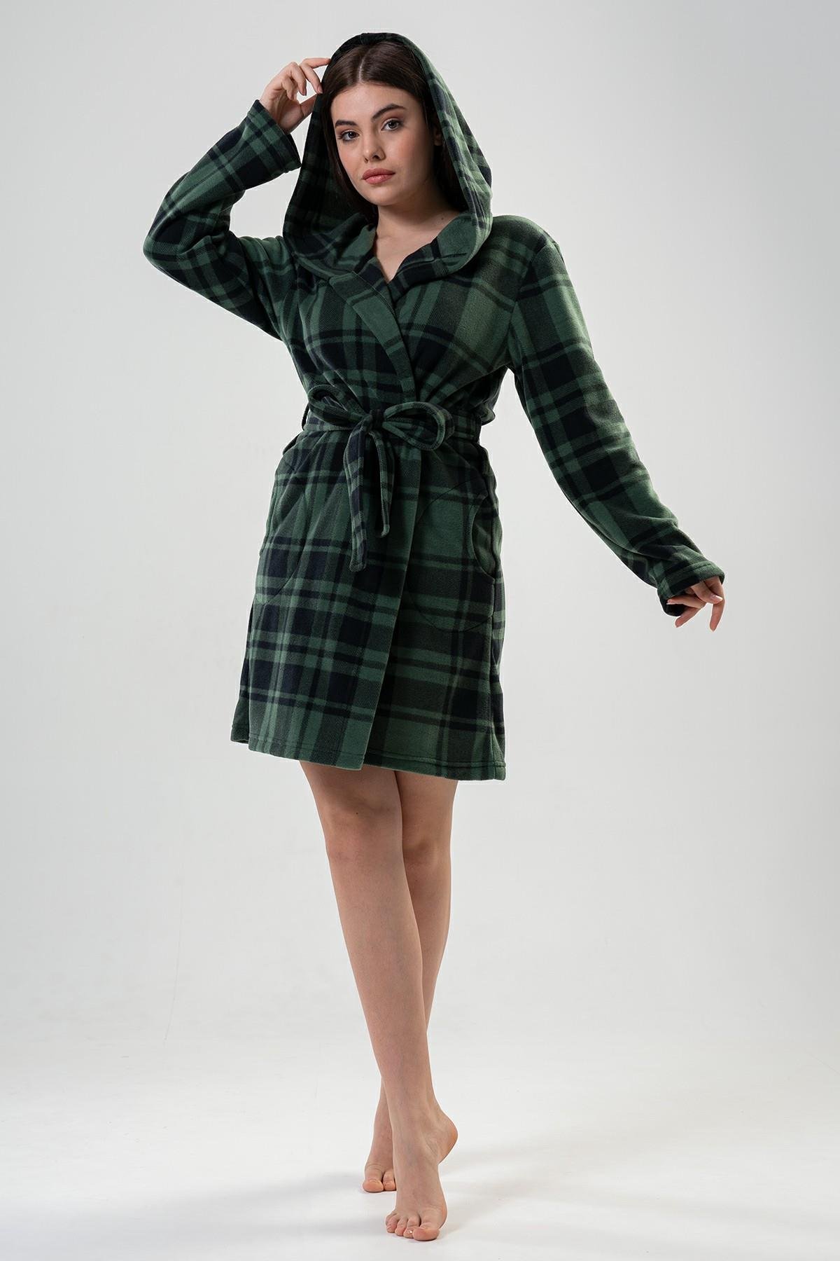 Vienetta 2010240357 Kadın Kapşonlu Uzun Kol Polar Sabahlık