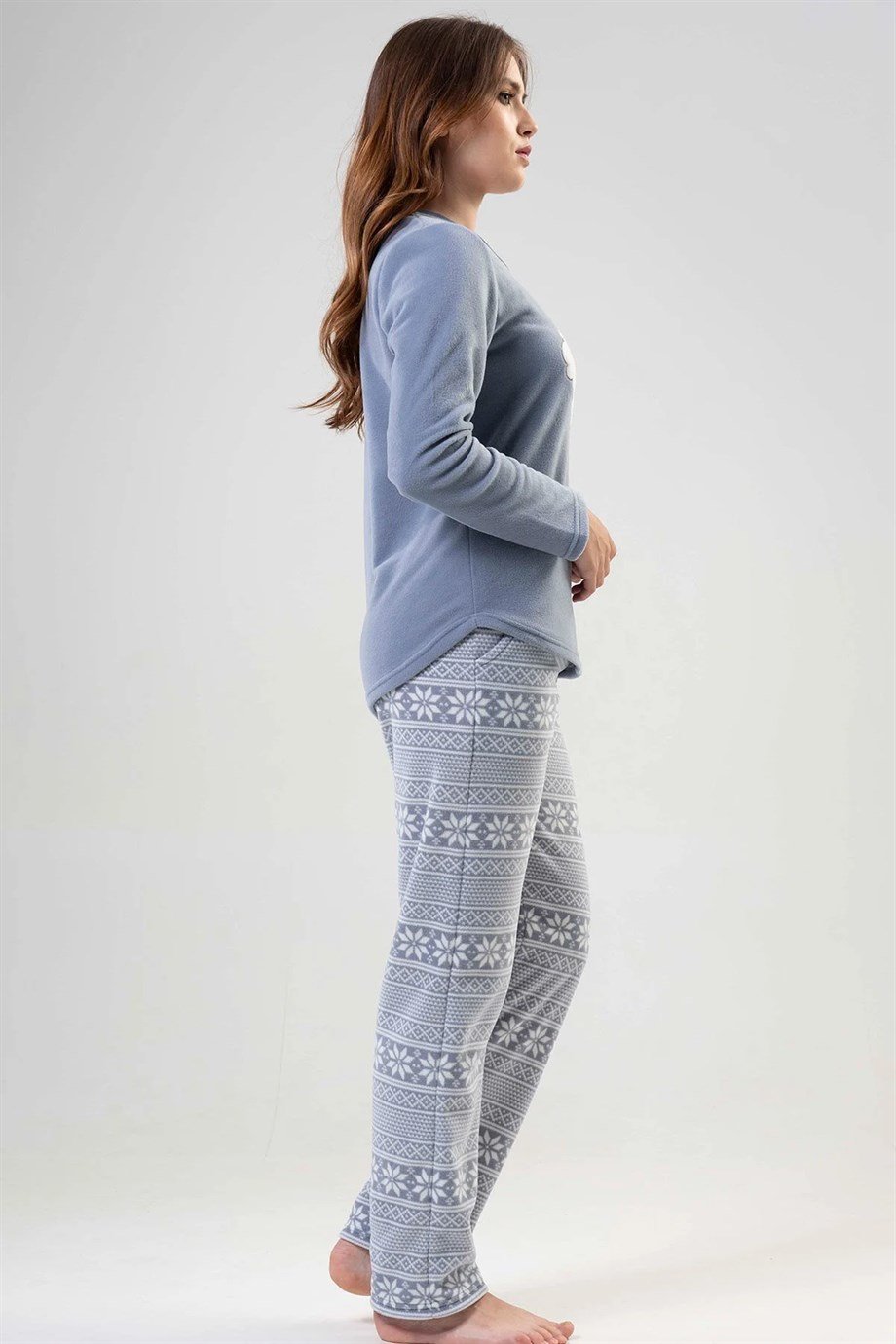 Vienetta 2030703972 Kadın Polar Uzun Kollu Pijama Takımı