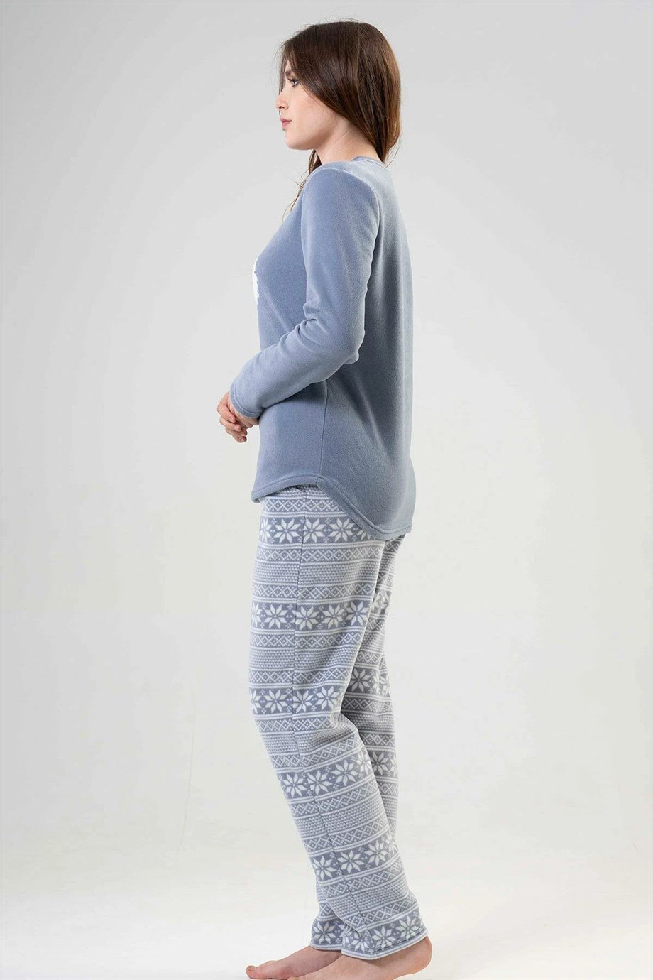 Vienetta 2030703972 Kadın Polar Uzun Kollu Pijama Takımı