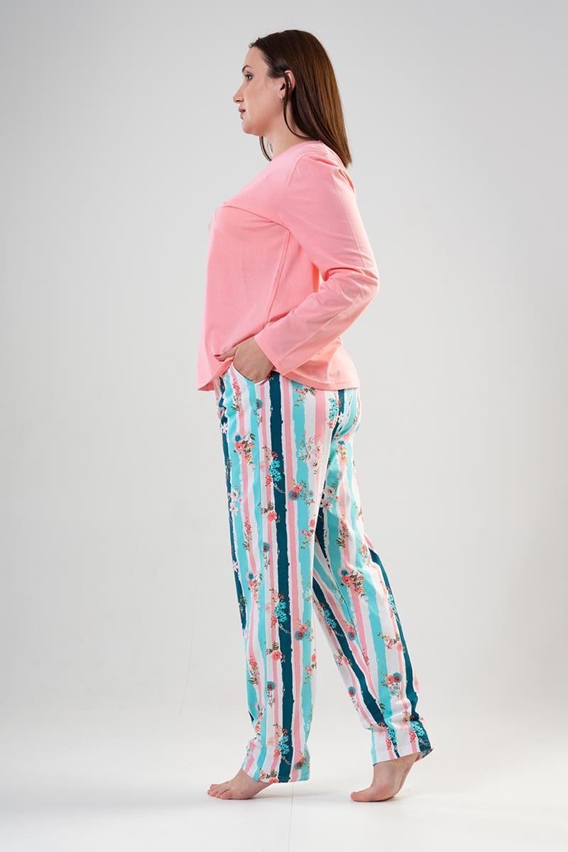Vienetta 2031770157 Kadın Büyük Beden Uzun Kollu Pijama Takımı