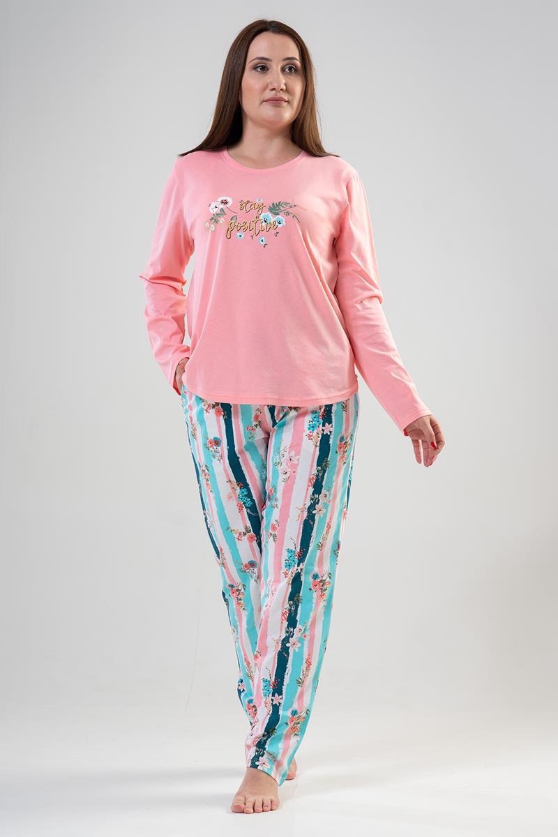 Vienetta 2031770157 Kadın Büyük Beden Uzun Kollu Pijama Takımı