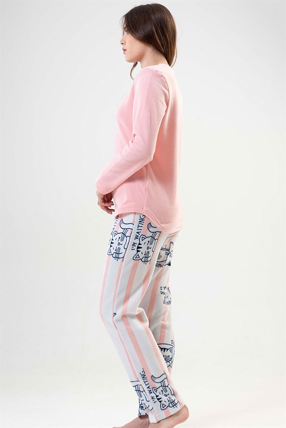 Vienetta 2031810221 Kadın Polar Uzun Kollu Pijama Takımı