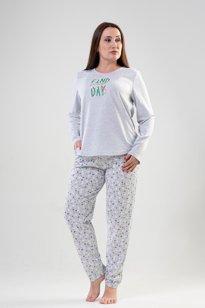 Vienetta 2040685137 Kadın Büyük Beden Uzun Kollu Pijama Takımı
