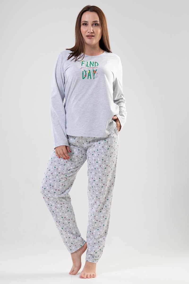 Vienetta 2040685137 Kadın Büyük Beden Uzun Kollu Pijama Takımı