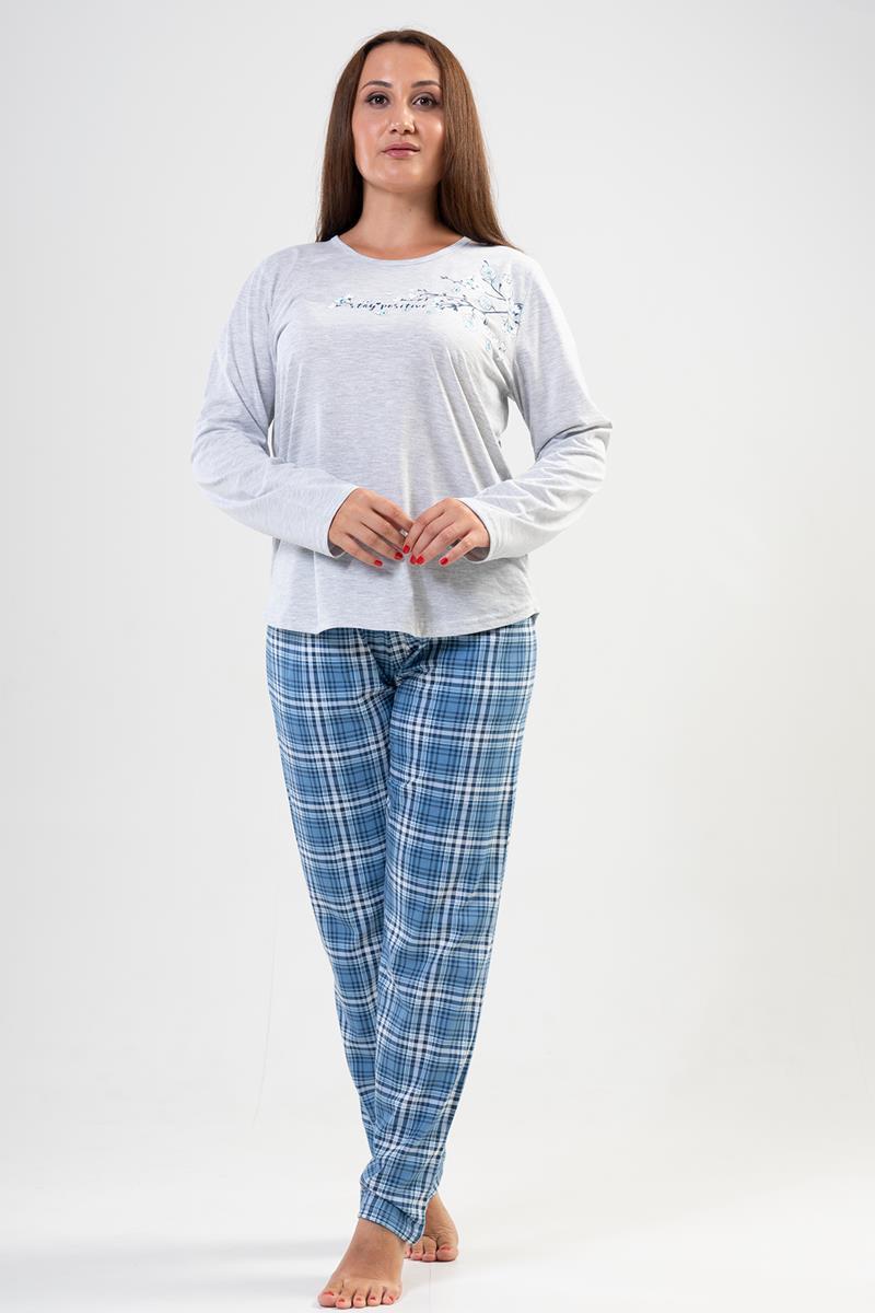 Vienetta 2041605561 Kadın Büyük Beden Uzun Kollu Pijama Takımı
