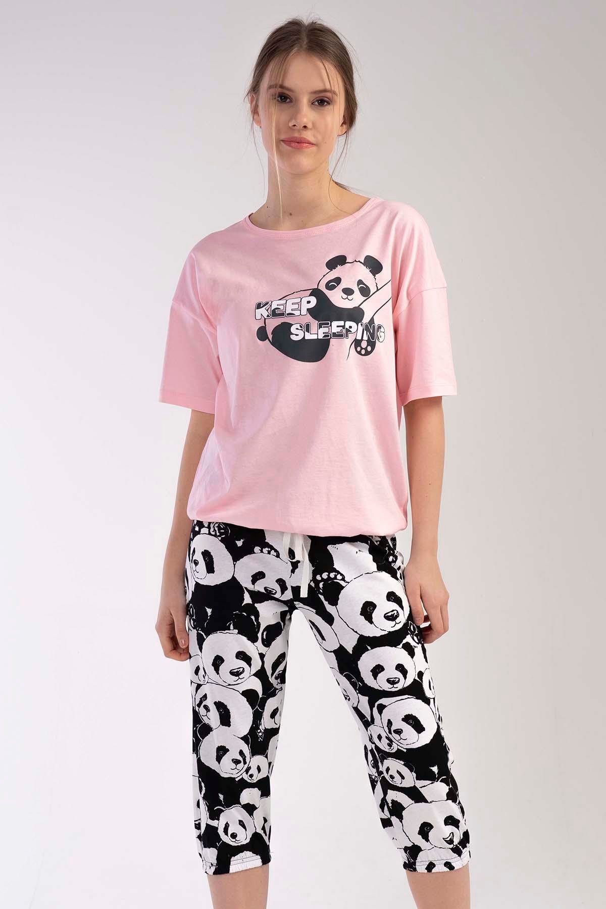 Vienetta 3010231954 Kadın Kısa Kollu Kaprili Pijama Takım