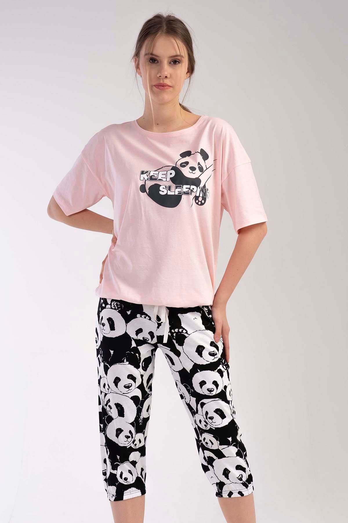 Vienetta 3010231954 Kadın Kısa Kollu Kaprili Pijama Takım