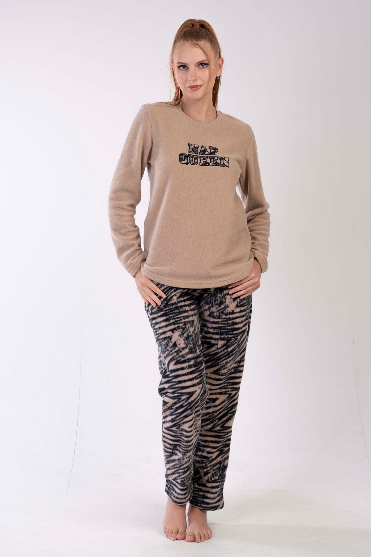 Vienetta 3041710378 Kadın Polar Uzun Kollu Pijama Takımı