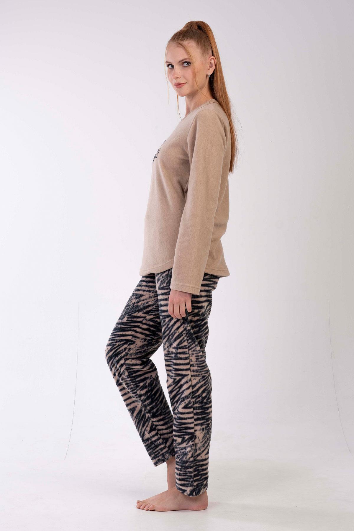 Vienetta 3041710378 Kadın Polar Uzun Kollu Pijama Takımı