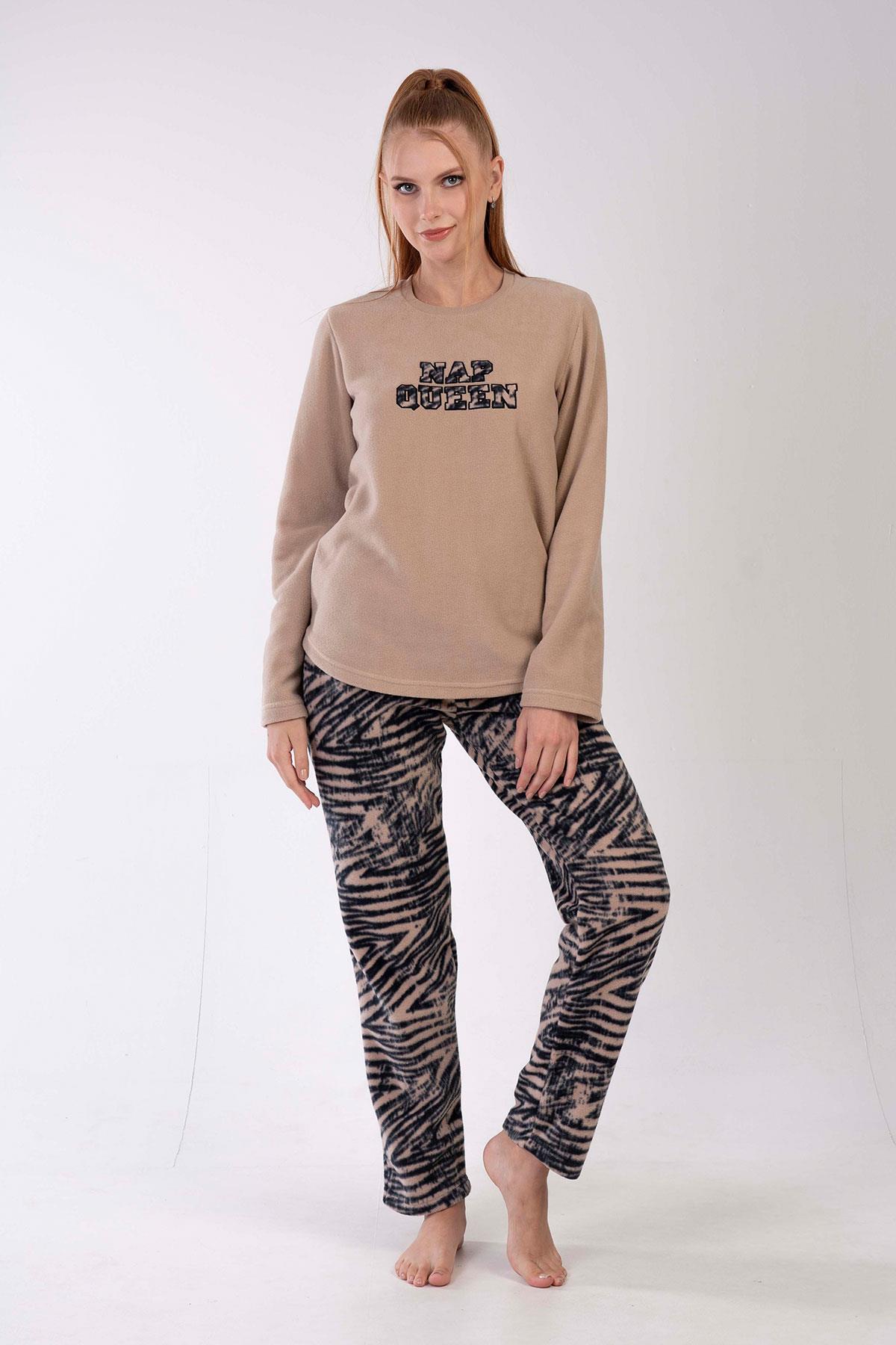 Vienetta 3041710378 Kadın Polar Uzun Kollu Pijama Takımı