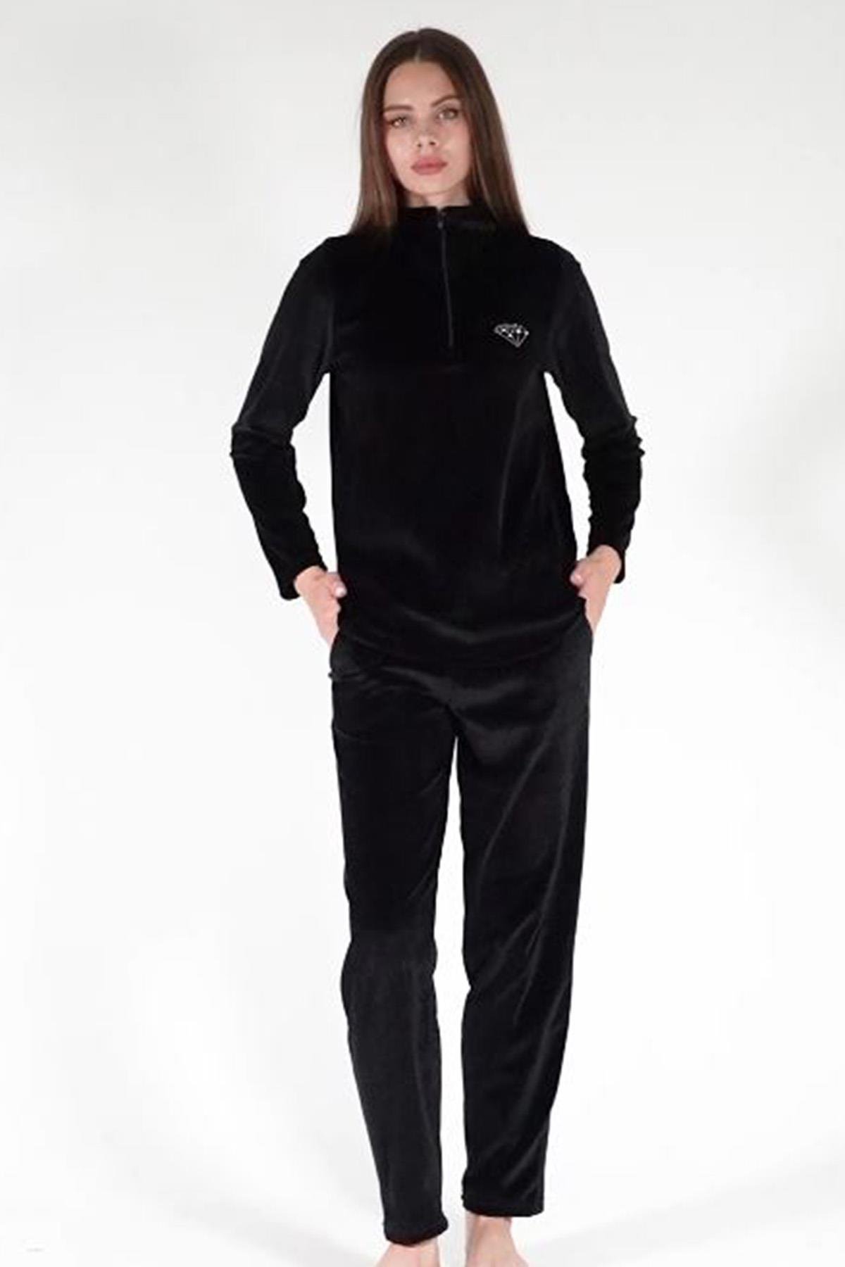 Vienetta 3060070000 Kadın Uzun Kollu Kadife Pijama Takımı