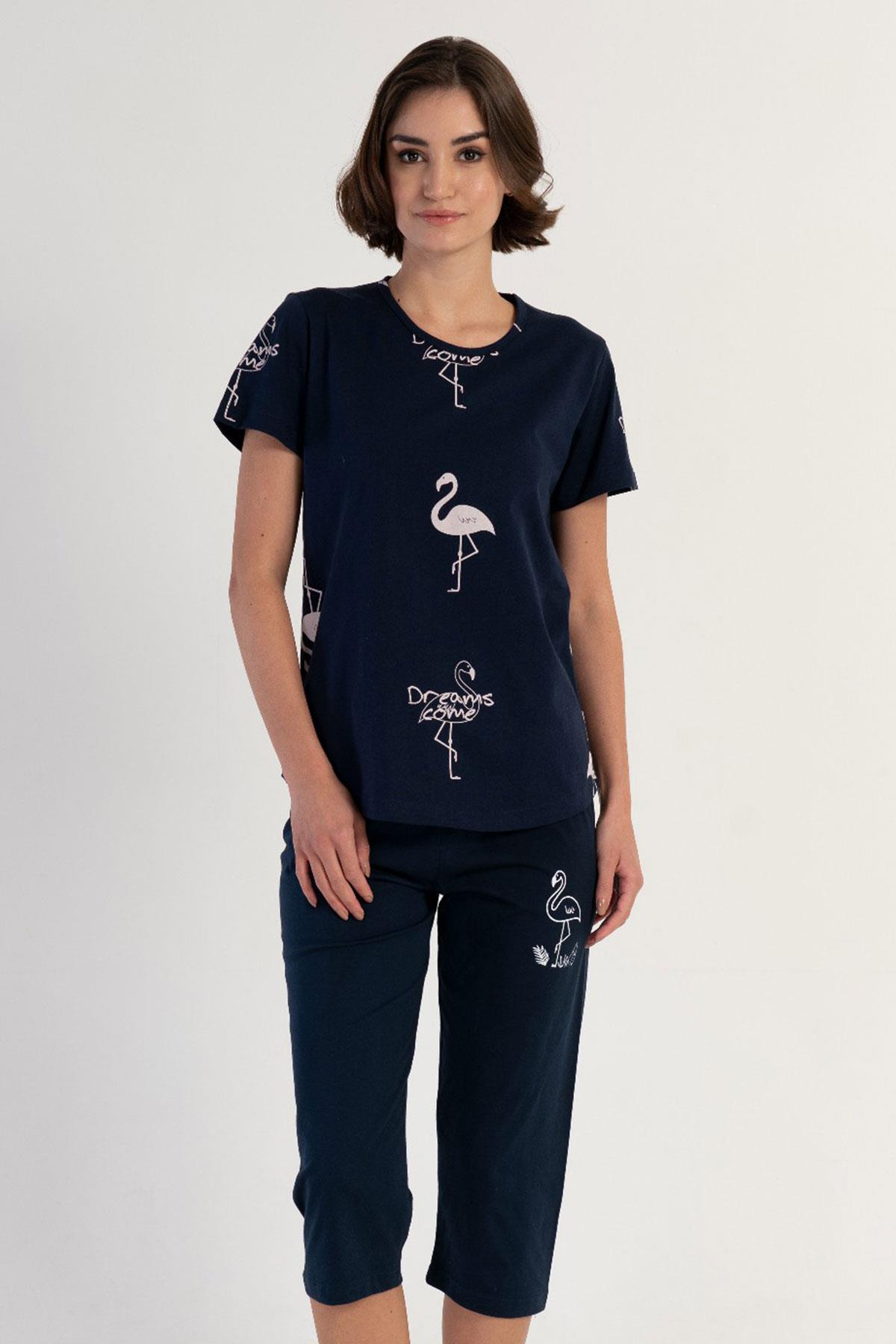 Vienetta 3111964195 Kadın Kısa Kollu Kaprili Pijama Takımı