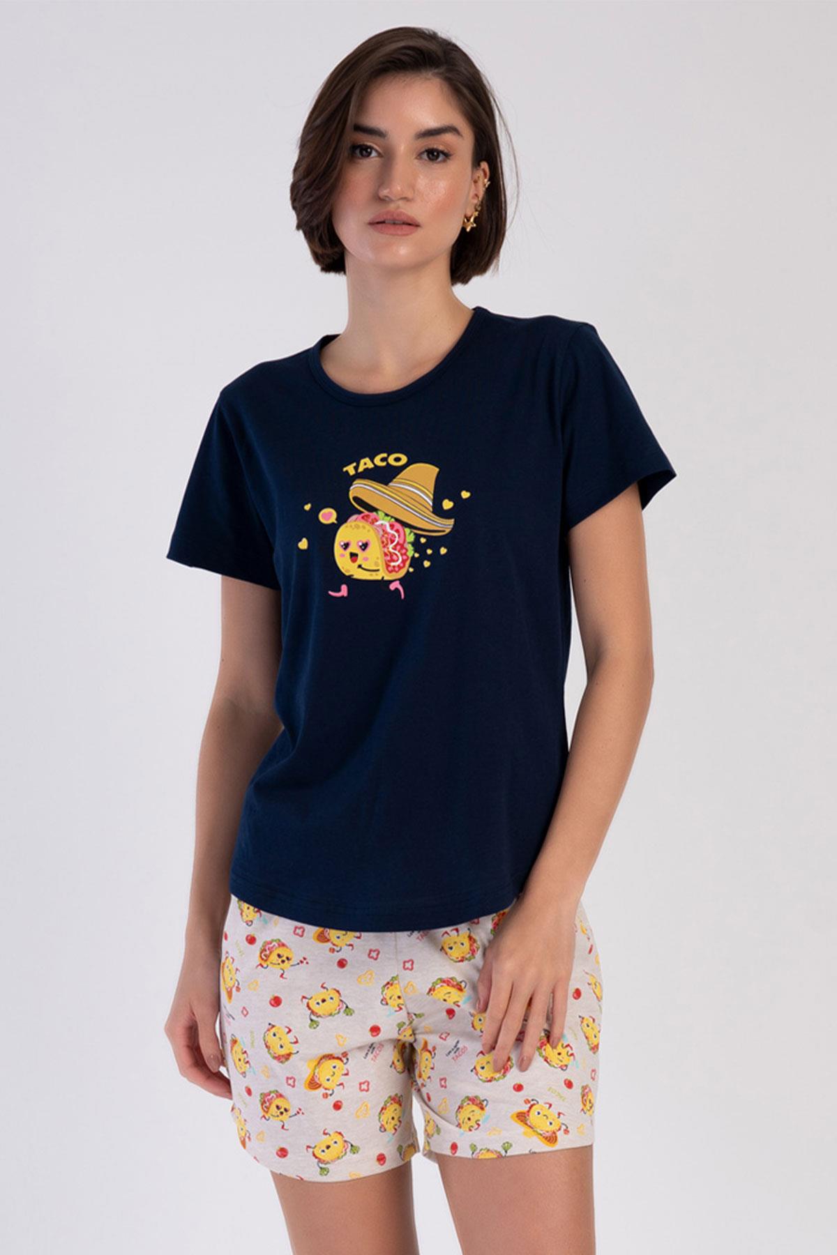 Vienetta 3112310176 Kadın Kısa Kollu Şortlu Pijama Takımı