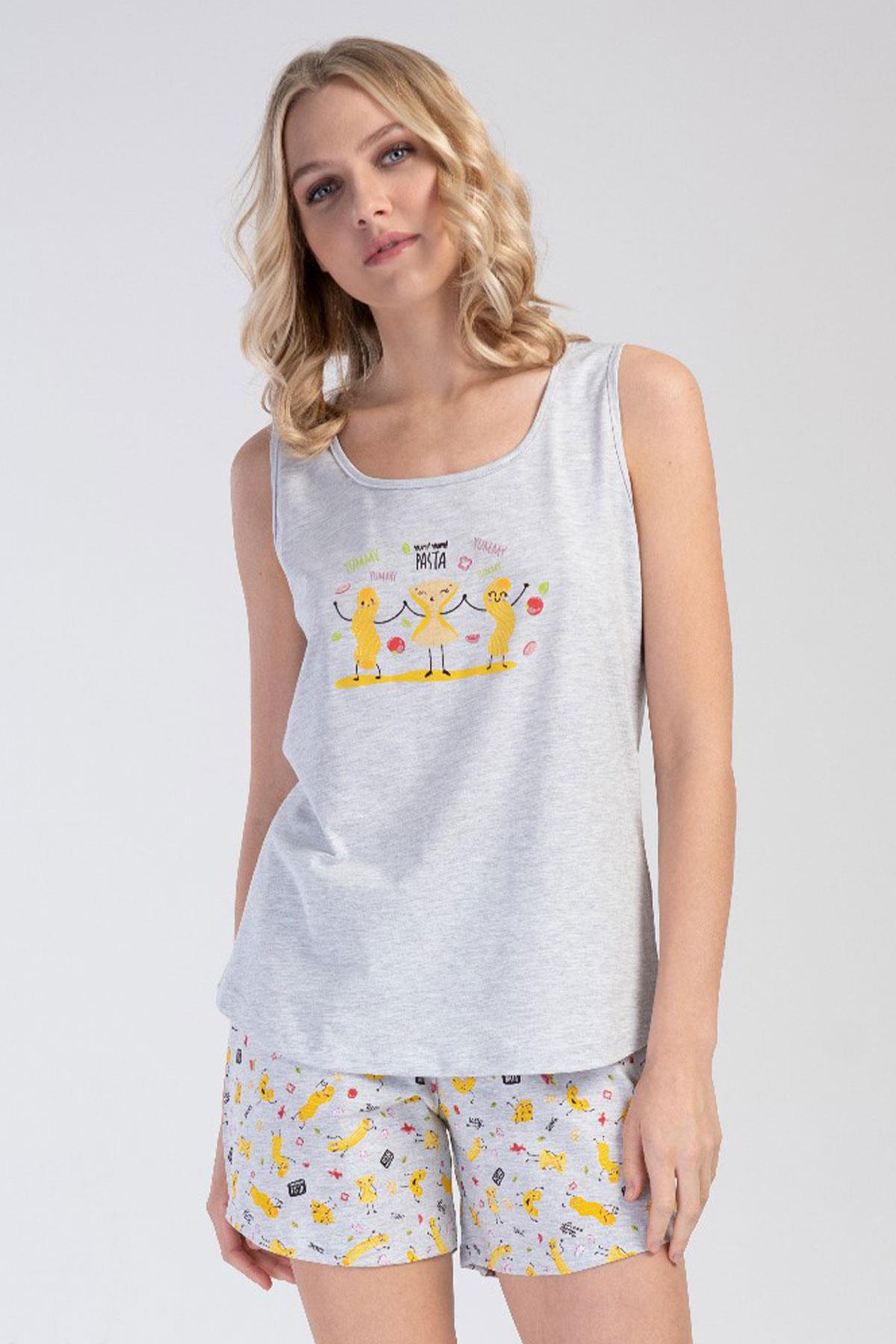 Vienetta 3112540175 Kadın Kalın Askılı Şortlu Pijama Takımı