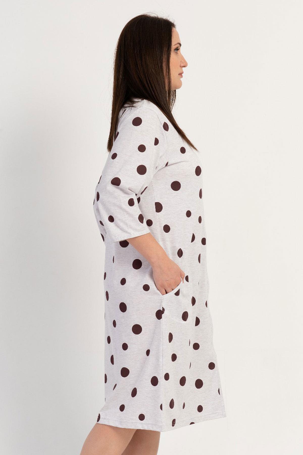 Vienetta 3113240642 Kadın Kısa Kollu Fermuarlı Büyük Beden Ev Elbisesi