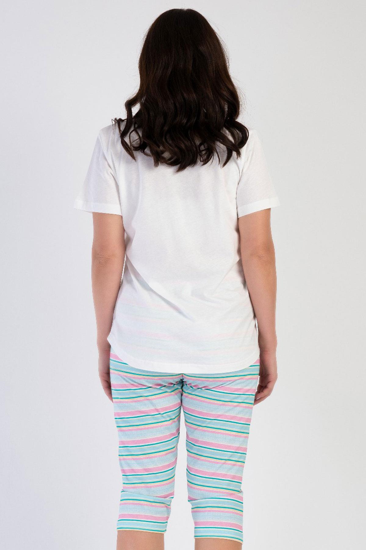 Vienetta 3120472065 Kadın Kısa Kollu Kaprili Büyük Beden Pijama Takımı