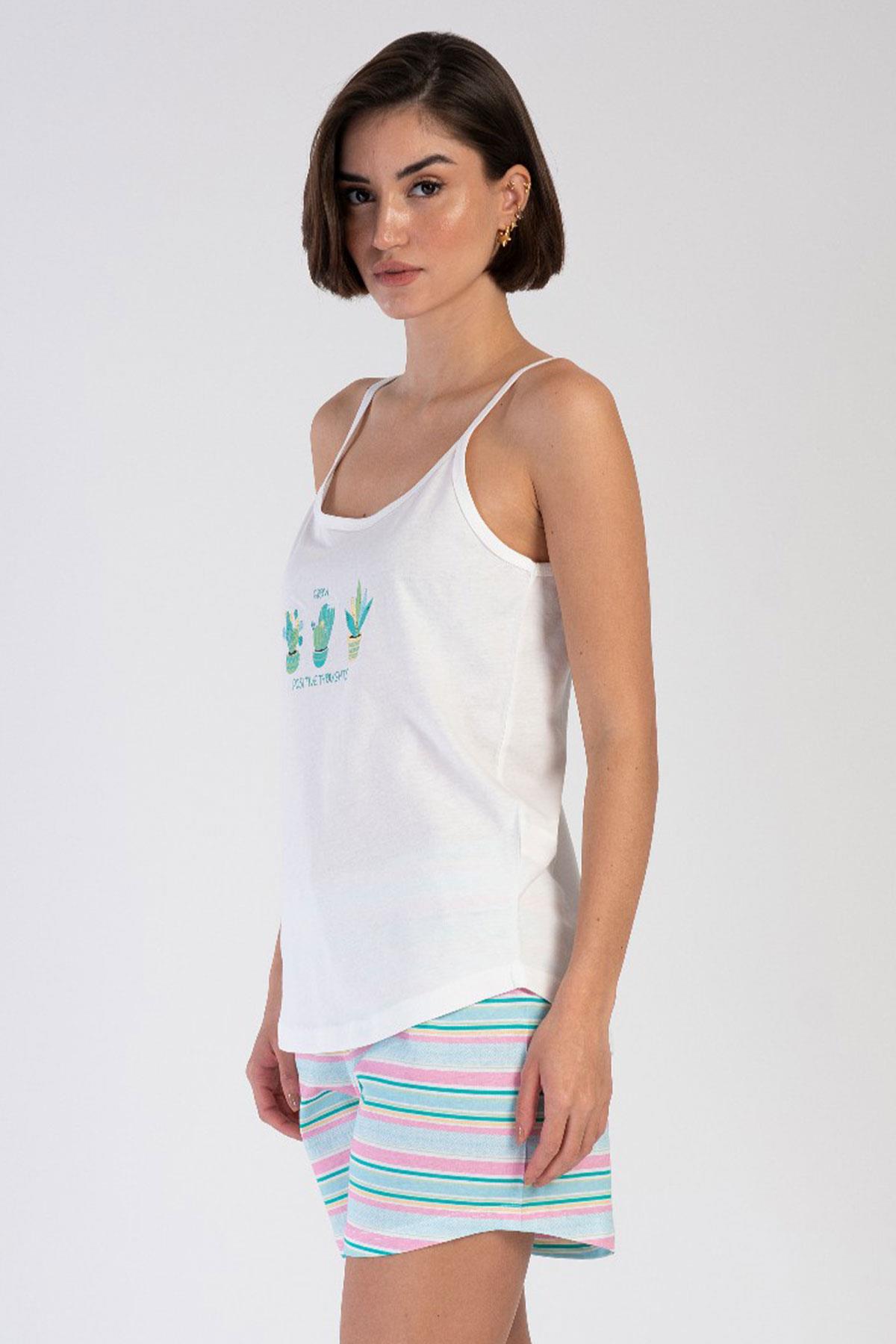 Vienetta 3120492065 Kadın İp Askılı Şortlu Pijama Takımı